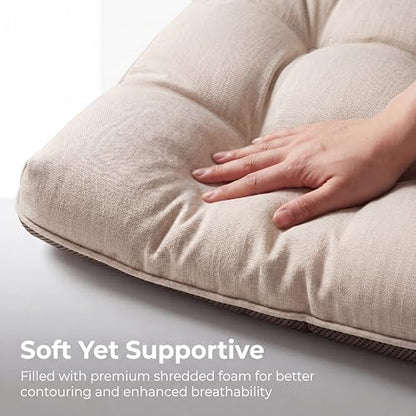 Chair Cushions for Dining Chairs Set of 4, 15.5" x 15.5" x 3.5" Kitchen Chair Cushions with Ties, Upgraded Silicone Non-Slip Bottom, Premium Shredded Memory Foam Chair Pads, Oatmeal - color: Oatmeal