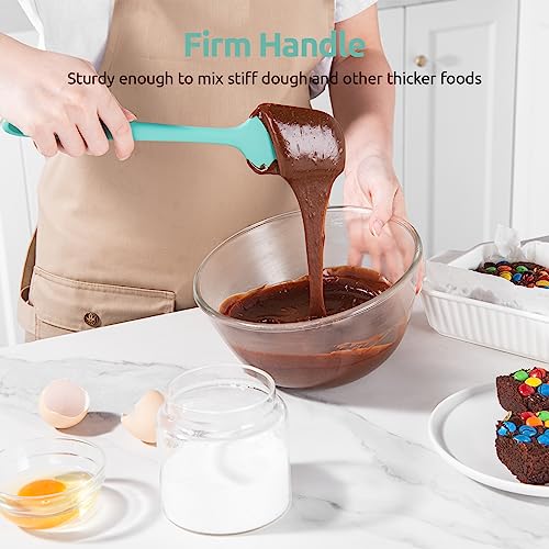 U-Taste 600℉ Heat Resistant Food Grade Non Stick Firm Cooking Tongs Set of 3, and 600ºF Heat Resistant 11.38in Flexible Non-Stick Spatula & Spoon Spatula Set of 2 (Aqua Sky)