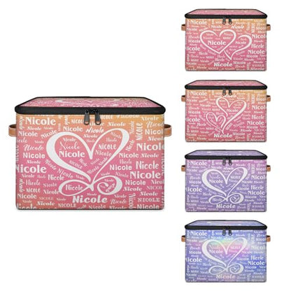 Personalized Storage-Box with Name, Personalized Heart Keepsake Basket | Custom Foldable Sturdy Large Memory Bin Containers with Handle Lid Lightweight Waterproof Dustproof, 14"L x 10.2"W x 10.4"H - color: Option 6