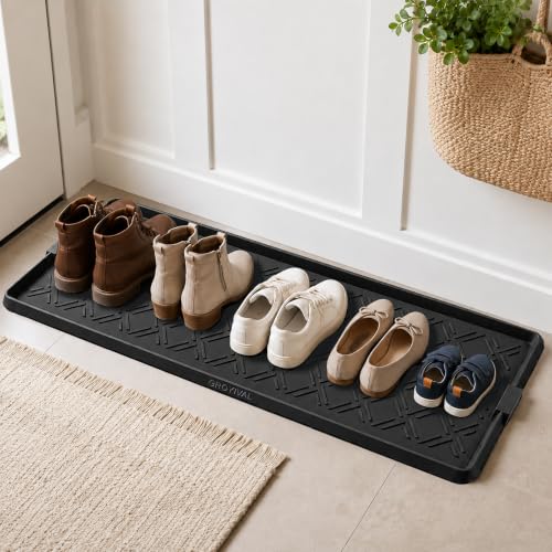 Boot Tray for Entryway, Rubber Shoe Mat, Waterproof Shoe Tray - size: 47.5"x16"