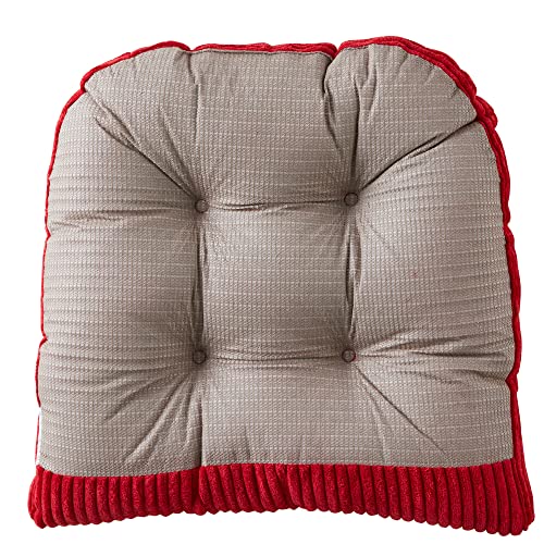 Sweet Home Collection Rocking Chair Cushion Premium Tufted Pads Non Skid Slip Backed Set of Upper and Lower with Ties, Velvet Red 5, (Pack of 5) - color: Velvet Red, style: 21" X 17"/17" X 17" (Pack of 5)