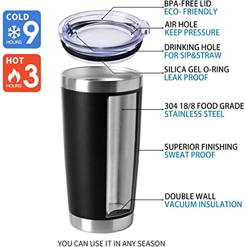 HASLE OUTFITTERS 20oz Tumblers Stainless Steel Mugs with Lid Double Wall Vacuum Insulated Coffee Cups for Cold & Hot Drinks (20oz-Black, 12 Pack) - color: Black-A, size: 12 Count (Pack of 1)
