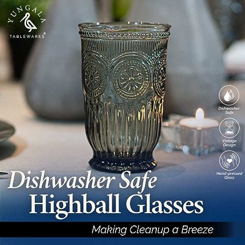 Smokey Black Highball Glasses Set of 6 —10 oz Tall Drinking Glasses - color: Smokey Black, size: Tall