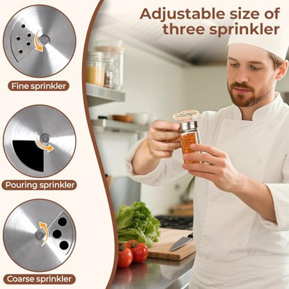 ComSaf Glass Spice Jars with Shaker Lids 4 oz 6 Pack Square | Labels, Seasoning Herbs Powders, Salt Pepper Chili, Spice Rack Organization, Kitchen Cabinet Storage, Funnel Included - color: 4oz*6 Shaker Lids