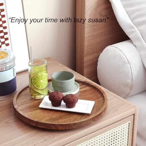 VERTORGAN Lazy Susan Bamboo Organizer for Kitchen,Cabinet(Medium) | 360 Rotating Turntable,Spice Rack,Serving Tray,Pantry Vanity Organizer,Countertop Space-Saver - size: 9.8in