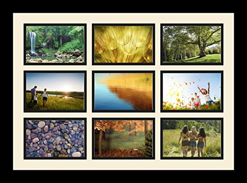 ArtToFrames Collage Photo Frame Single Mat with 9-4x6 Openings with Satin Black Frame and Alabaster mat. - color: 9 - 4x6 - (2145), size: Alabaster