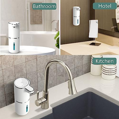 Automatic Soap Dispenser – Touchless Foaming Soap Dispenser 400ml USB Rechargeable Dispenser Electric Wall Mounted 4levels Adjustable Foam Dish Soap Pump for Bathroom Kitchen - color: White, style: Foam