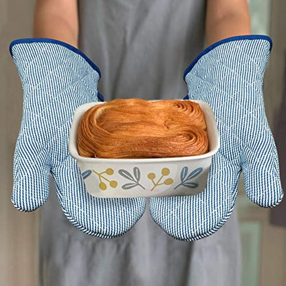Yarn Dyed Oven Mitts 1 Pair， 100% Cotton Heat Resistant 470 Degree | Oven Gloves for Men Women Cooking Baking Barbecue BBQ Microwave Crafting Machine Washable Pot Holders Mittens (blue2) - color: Oven Mitts - Blue 2