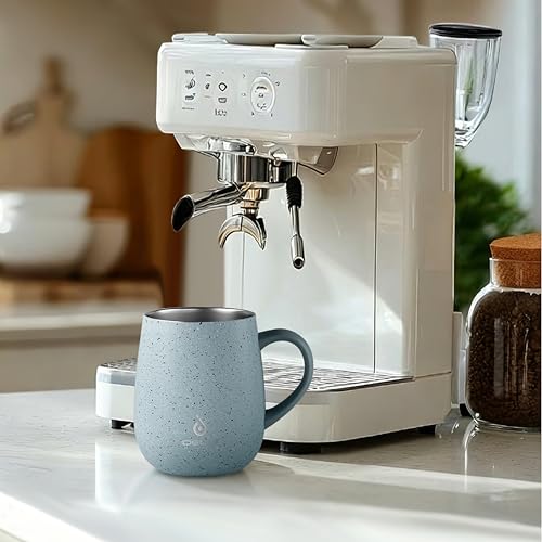 Ideus 16 oz Insulated Coffee Mug with Handle and Lid, Double Wall Stainless Steel Vacuum Thermal Coffee Mug, Travel Coffee Cup Thermal Cup for Home and Office (Eggshell Blue, FUJI DAWN) - color: Eggshell Blue