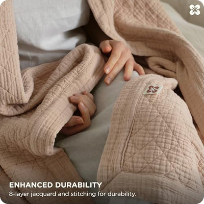 Bedsure PureWoven 100% Cotton Muslin Blanket 8-Layer, King, Taupe | 108" X 90", Breathable, Moisture-Wicking, All-Season, Softens After Wash, 460 GSM, Gauze Bedding, Low Shedding, for Adults - color: Taupe, size: King