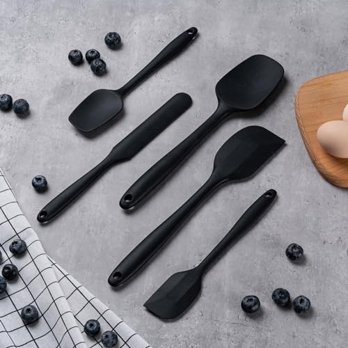 Silicone Spatula Set,5 Piece Food Grade Rubber Spatulas,Grey | Spatulas Silicone Heat Resistant for Baking,Cooking,and Mixing High Heat Resistant Non Stick Dishwasher Safe BPA-Free - color: Gray
