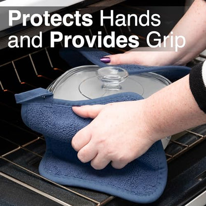 RITZ Terry Potholder & Hot Pad: Unparalleled Heat Resistant, Durable 100% Cotton – Ergonomically Designed for Optimal Grip – Easy-Care Machine Washable – 2-Pack, Federal Blue - color: Federal Blue, size: 2-Pack