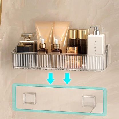 2 Pcs Wall Mounted Shower Caddy, Adhesive Bathroom Caddy Shelf Organizer Makeup Organizer Storage Bins for Bathroom Kitchen