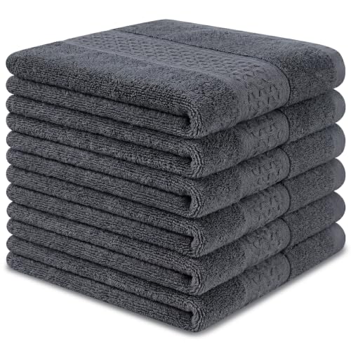 6 Pack 100% Cotton Wash Cloth, 13x13 Inch Grey Towels | Highly Absorbent and Soft Feel Fingertip Towels, Machine Washable Washcloths for Bathroom, Gym, Hotel, Spa and Kitchen - color: Grey 6 Pack