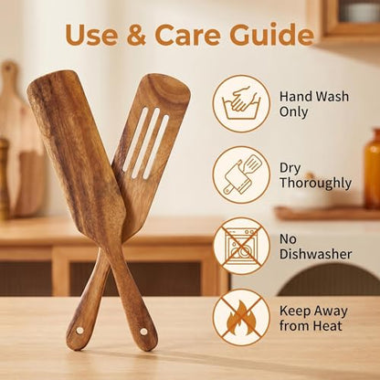 Wooden Spurtle Set As Seen On TV, AOOSY 5 Pcs Acacia Wood Spatula | Kitchen Tools Utensil Set,Heat Resistant Non Stick Wood Cookware, Wood Spatula for Stirring,Sourdough - size: 5 Pcs Wooden Spurtle