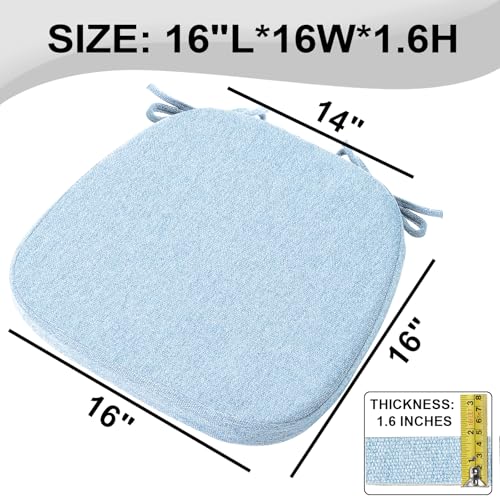 SINOSSO 1 Pack Memory Foam Chair Cushions for Dining Chair, Friendly Woven Fabric 16" U-Shape Comfortable Kitchen Chair Pad, Removable Slip Resistant Seat Cushion (1 Piece, Water Blue) - color: Water Blue