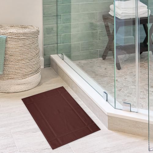 100% Cotton Bath Mat 24x17 Inches, 1350 GSM Thick Plush, Soft Absorbent, Oeko-Tex Certified, Durable Construction – Brown - color: Brown