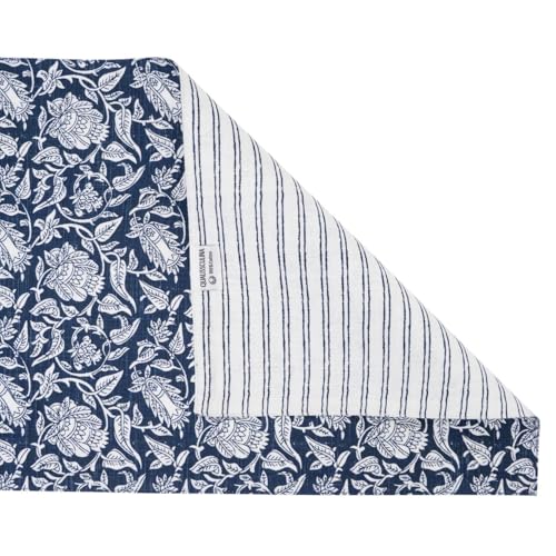 100% Cotton Table Runner 72x13 Inch, Reversible Printed Table Runner, Durable & Elegant for Dining Table, Wedding, Restaurant, Oeko-TEX Certified - Blue - color: Floral Printed Blue