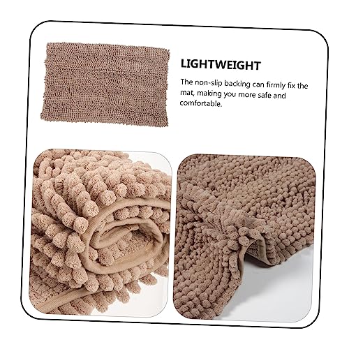 Garneck Chenille Extra Thick Non- Bath Rug for Bathroom and Entryway Soft Absorbent Bathroom Mat Cozy Microfiber Shower Rug Camel - color: Khaki