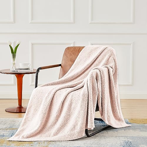 Super Soft Pink Throw Blanket 50x60 inches- Lightweight Plush Fuzzy Fluffy Warm Cozy Blankets and Throws for Sofa Bed All Season Use - color: Pink, size: Throw/Travel(50"x60")