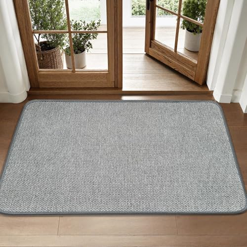 HDFK Dot Front Door Mat Grey 47x31inches Non-Slip Low-Profile Indoor | Absorbent Washable Easy Clean Welcome Entrance Rug - color: Solid Gray, size: 47"x31"