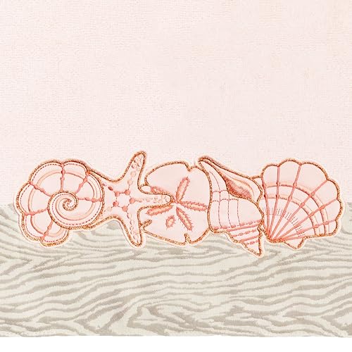 Seaside 4-Piece Luxury Towel Set, Sparkling Seashell Applique, Plush Turkish Cotton, Durable & Quick Dry, Nautical Bath Ensemble, 2 Bath 2 Hand Towels, Blush - color: Blush, size: 2 Pcs Bath 2 Pcs Hand Towel