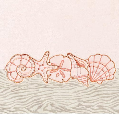 Seaside 4-Piece Luxury Towel Set, Sparkling Seashell Applique, Plush Turkish Cotton, Durable & Quick Dry, Nautical Bath Ensemble, 2 Bath 2 Hand Towels, Blush - color: Blush, size: 2 Pcs Bath 2 Pcs Hand Towel