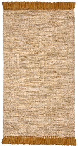 SAFAVIEH Montauk Collection Accent Rug - 3' x 5', Gold, Handmade Tassel Cotton, Ideal for High Traffic Areas in Entryway, Living Room, Bedroom (MTK610I) - color: Gold, size: 3' x 5' (Rectangular)