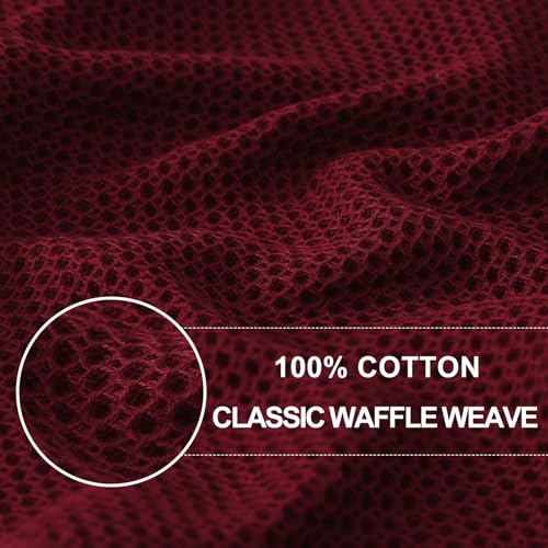 Homaxy 100% Cotton Waffle Weave Kitchen Dish Cloths 12-Pack, Burgundy | 12 x 12 Inches, Ultra Soft Absorbent Dish Towels, Quick Drying Dish Rags with Hanging Loop - color: Burgundy, size: 12 X 12 - 12 Pack