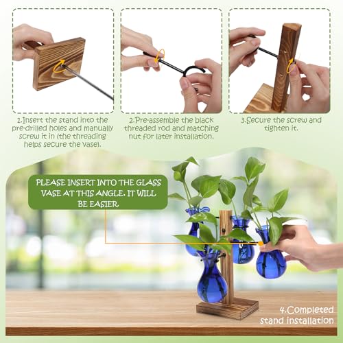 Plants Propagation Stations Bulb Glass Propagation Birthday Gift for Women | Garden Plant Lovers - 4 Bulb - color: Blue