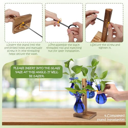 Plants Propagation Stations Bulb Glass Propagation Birthday Gift for Women | Garden Plant Lovers - 4 Bulb - color: Blue