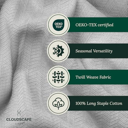 CSL Cotton Blankets King Size,Lightweight Herringbone,108x92,Charcoal Grey | King Size Cotton Blankets, Fits up to Cal King Bed, Soft & Breathable for All Season, Gift Ready with Reusable Tote Bag - color: 07. Charcoal Grey, size: King / Calking (92" x 10