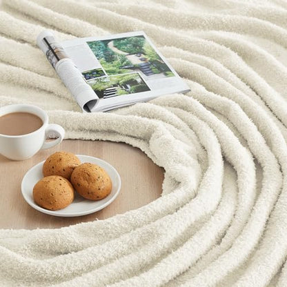 Super Soft Twin Size Beige Knit Throw Blanket - Lightweight Plush Fuzzy Fluffy Warm Cozy Blankets and Throws for Sofa Bed All Season Use, 60x80 inches - color: Beige, size: Twin(60"x80")