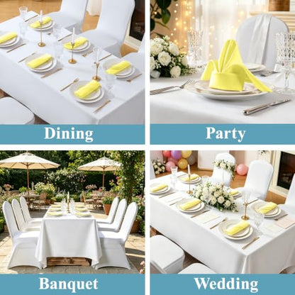 VidaFete Yellow Cloth Napkin, 20 x 20 Inch Polyester Napkins Set of 12 | Polyester Napkins Cloth Reusable & Wrinkle-Resistant Dinner Napkins for Weddings, Banquets, Parties, Hotels and Restaurants - color: Yellow, size: 20" x 20" (Set of 12)