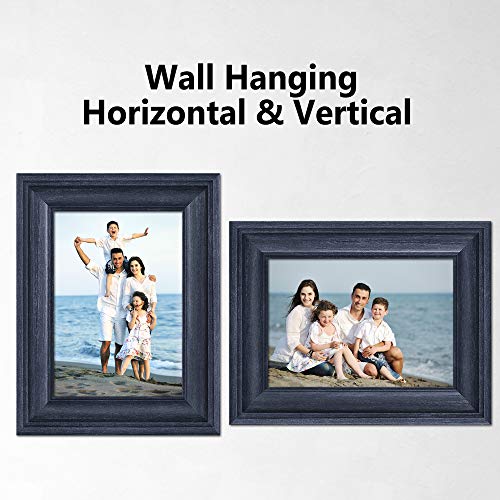 5x7 Picture Frames (3 Pack, Bule) Rustic Photo Frame Set with High Definition Glass for Wall Mount & Table Top Display - color: Blue, size: 5x7
