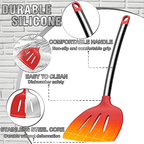 Kitchen Utensils Set- Umite Chef 34 PCs Cooking Utensils with Grater, Spoon Spatula, Heat Resistant Food Grade Silicone, Stainless Steel Handles Kitchen Gadgets Tools Set for Nonstick Cookware(Red) - color: Red