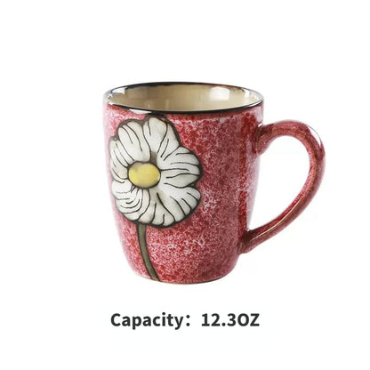 Ceramics 12oz Coffee mugs,Coffee cups,Tea mugs,Kiln Glazing Process,Microwave and Dishwasher Safe, Perfect For Tea, Espresso, Latte - Porcelain Mugs for Kitchen or Cafe (Red+Blue+Green+Pink)