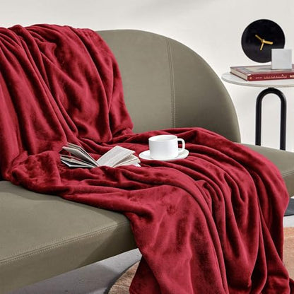 SLEEP ZONE Burgundy Fleece Blanket Super Soft Cozy Throw Flannel Blanket, Lightweight Comfy Fuzzy Blanket Plush Throw Blankets for Couch, Sofa, Bed, Camping, Travel, 90x90Inches - color: Burgundy, size: Full/Queen (90x90 inches)