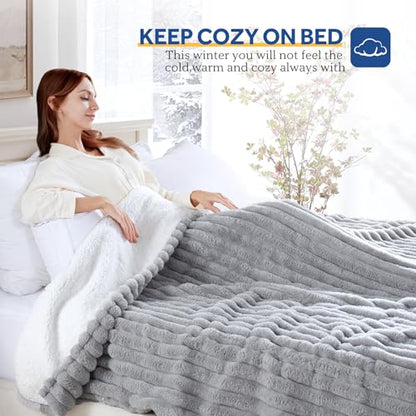Sealy Electric Blanket Twin 62×84, Faux Fur to Sherpa, Grey | Heated Blanket with 10 Heating Levels, 1-12 Hours Auto Off, Overheat Protection, Machine Washable, ETC Certified - color: Light Grey, size: Twin Size 62" x 84"