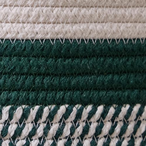Extra Large Nursery Storage Basket, 20 x 20 x 13.8 inches - 100% Cotton Rope Baskets with Handles, Blanket Basket for Toys, Blankets & Pillows (Green) - color: Green