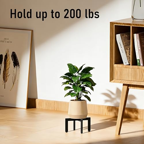 Metal Plant Stand Indoor Outdoor With Adjustable Feet, Black | Heavy Duty Construction, Non-Slip Feet For Uneven Floors, Fits 4-10 Inch Pots, Easy Assembly, Pots Not Included - size: 1 Pack - Small