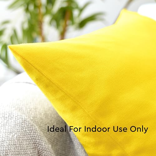 Encasa XO Throw Pillow Covers, Cotton, No Inserts 12"x12" Sunbeam Yellow | Durable Cotton Canvas | Concealed Invisible Zipper | Ideal for DIY & Embroidery | Living Room & Couch | Set of 2 - color: Sunbeam Yellow, size: 12" x 12" (Pack of 2)