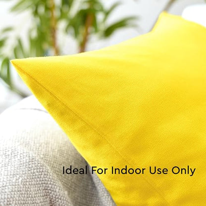 Encasa XO Throw Pillow Covers, Cotton, No Inserts 12"x12" Sunbeam Yellow | Durable Cotton Canvas | Concealed Invisible Zipper | Ideal for DIY & Embroidery | Living Room & Couch | Set of 2 - color: Sunbeam Yellow, size: 12" x 12" (Pack of 2)