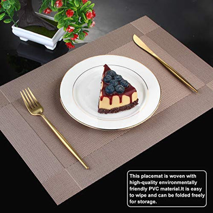 DACHUI Placemats Set of 6, Washable & Durable Stylish Woven Place Mats - color: Champagne, size: 6PCS