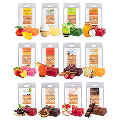 D'Eco Sweet Treats Scented Wax Melts, Variety Pack Home Fragrance, 12 Pack | Long Lasting Scented Tarts for Wax Warmers, Premium Assortments Fill Home with Delicious Fragrance, Vanilla, Chocolate, Berry