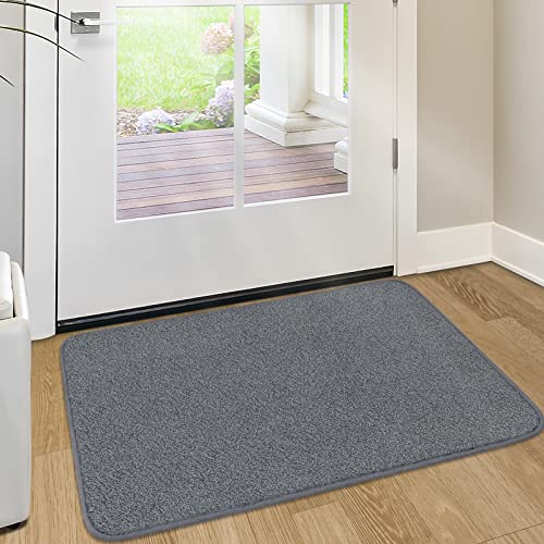 Anti-Slip Front Back Door Mat, 20" x 30" Absorbent Shoe Scraper Dirt Trapper, Low-Profile Floor Mats, Washable High Traffic Area Doormat for Entrance, Patio, Laundry Areas, Gray - color: Grey, size: 20 x 30 Inches