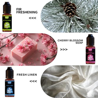 Housekeeping Essential Oils Set for Diffuser,Pure Aromatherapy Oil for Diffuser,Candle Making,Natural Soap Scent,Cherry Blossom Soap,Fresh Mint,Fresh Linen,Air Freshener,Extra Clean - color: Sky Blue