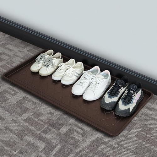 Rubber Boot Trays for Entryway, for Boots, Shoes, Sandals, Slip-on, Trays, Shoe Mats for Indoor and Outdoor Use,(1 Larger) = 28"x14"; and (2 Smaller) = 18"x14" (Set=3)