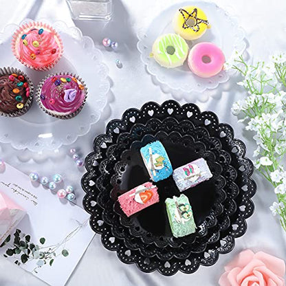 Honeydak 3 Sets of 3 Tier Serving Tray 3 Tiered Dessert Stand Wedding Cupcake Stand PP Plastic Cupcake Holder Dessert Tray Cake Fruit Candy Table Display Set for Birthday(Black) - color: Black