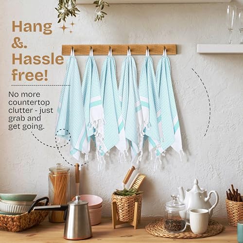 Aqua Blue Turkish Kitchen Towels 16x26 Inch, 3 Pack, 100% Cotton, Super Absorbent, Fast Dry, Machine Washable, Dish Towel with Tassels for Drying Dishes, Cleaning, Everyday Use - color: Aqua Blue, style: 3 Pack